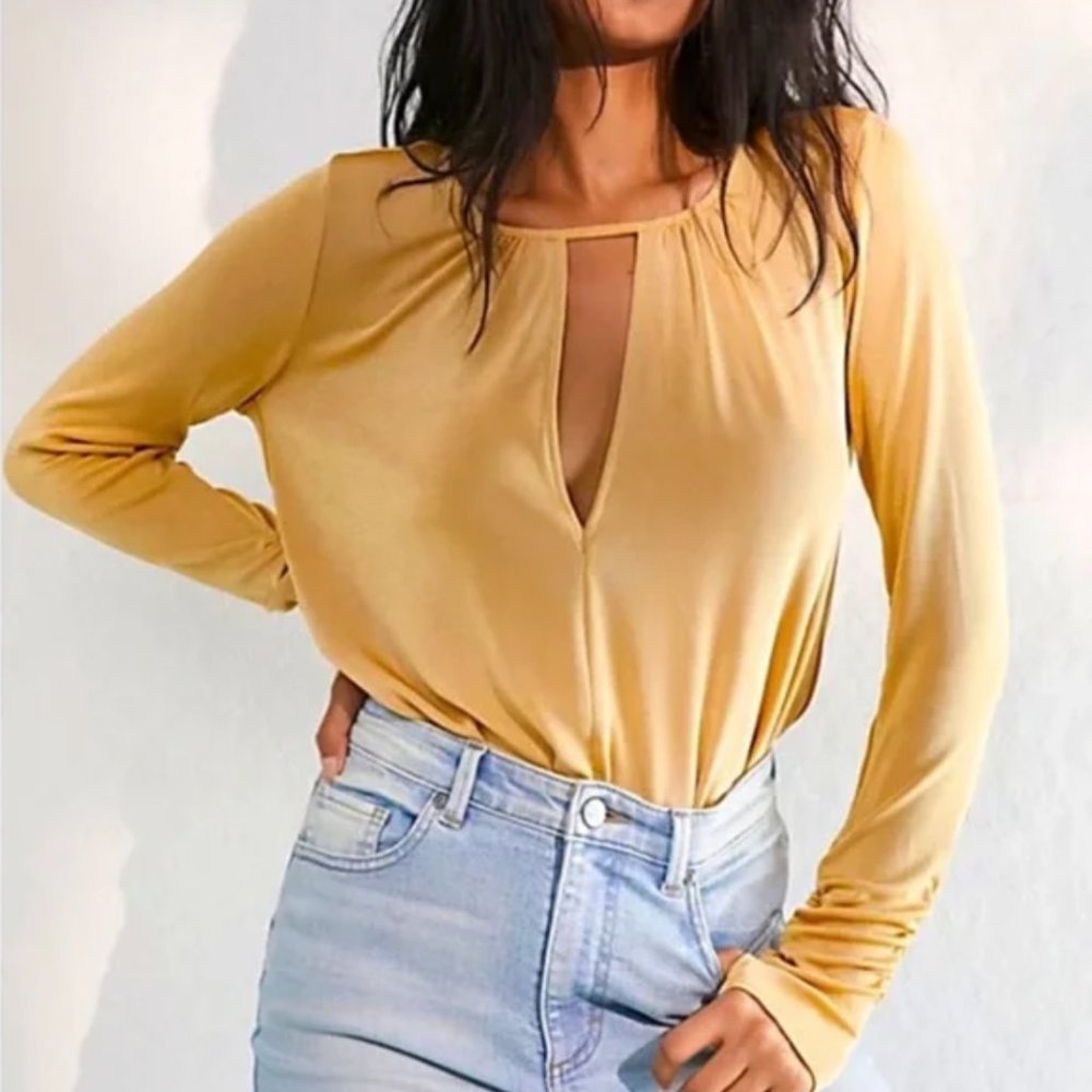 Free People Kaya Bodysuit in Gold